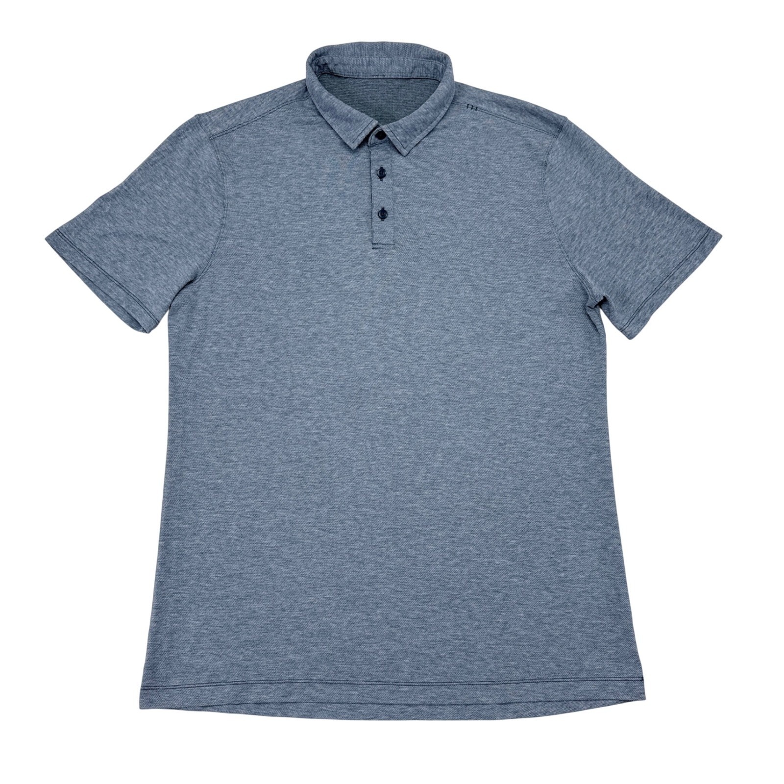 Lululemon Polo Shirt Mens Size Large Blue Knit Short Sleeve Smart Casual Golf
